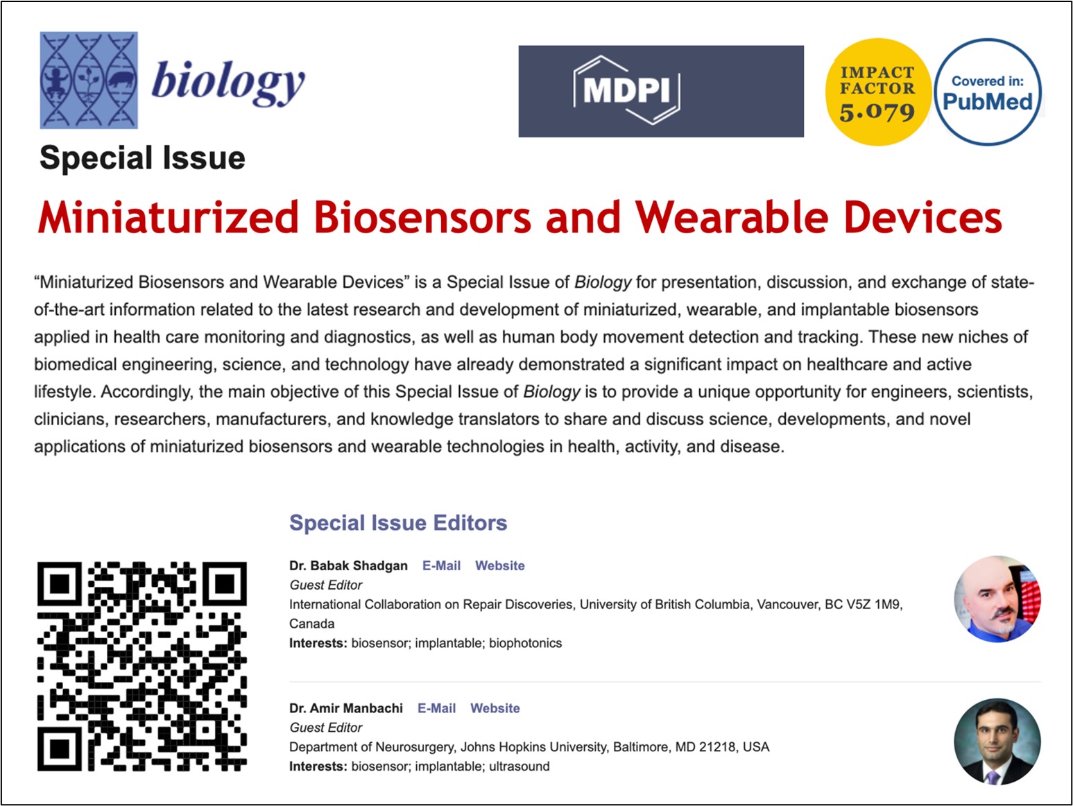 Special Issue – Miniaturized Biosensors and Wearable Devices