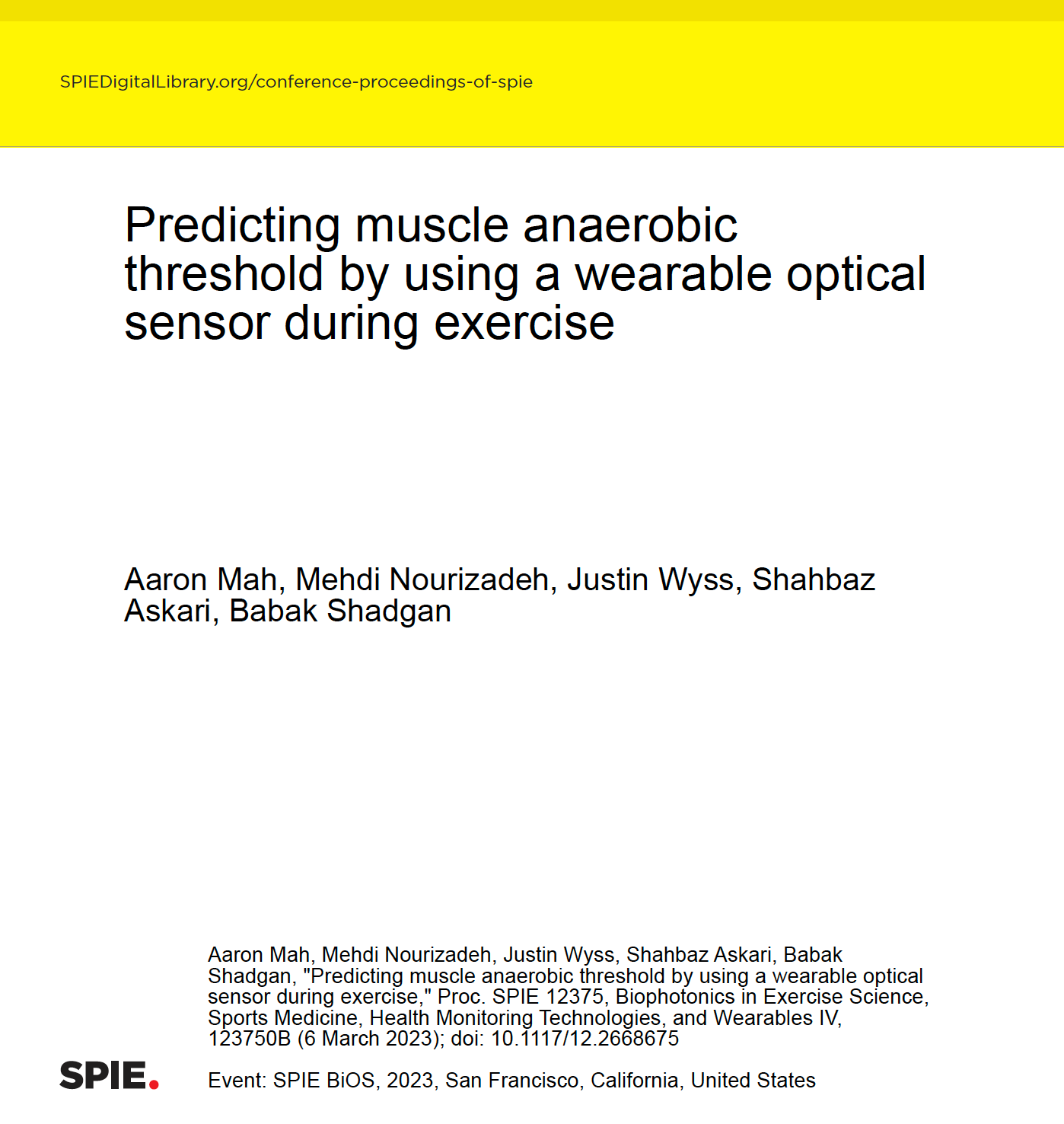 New Publication: Predicting muscle anaerobic threshold by using a wearable optical sensor during exercise