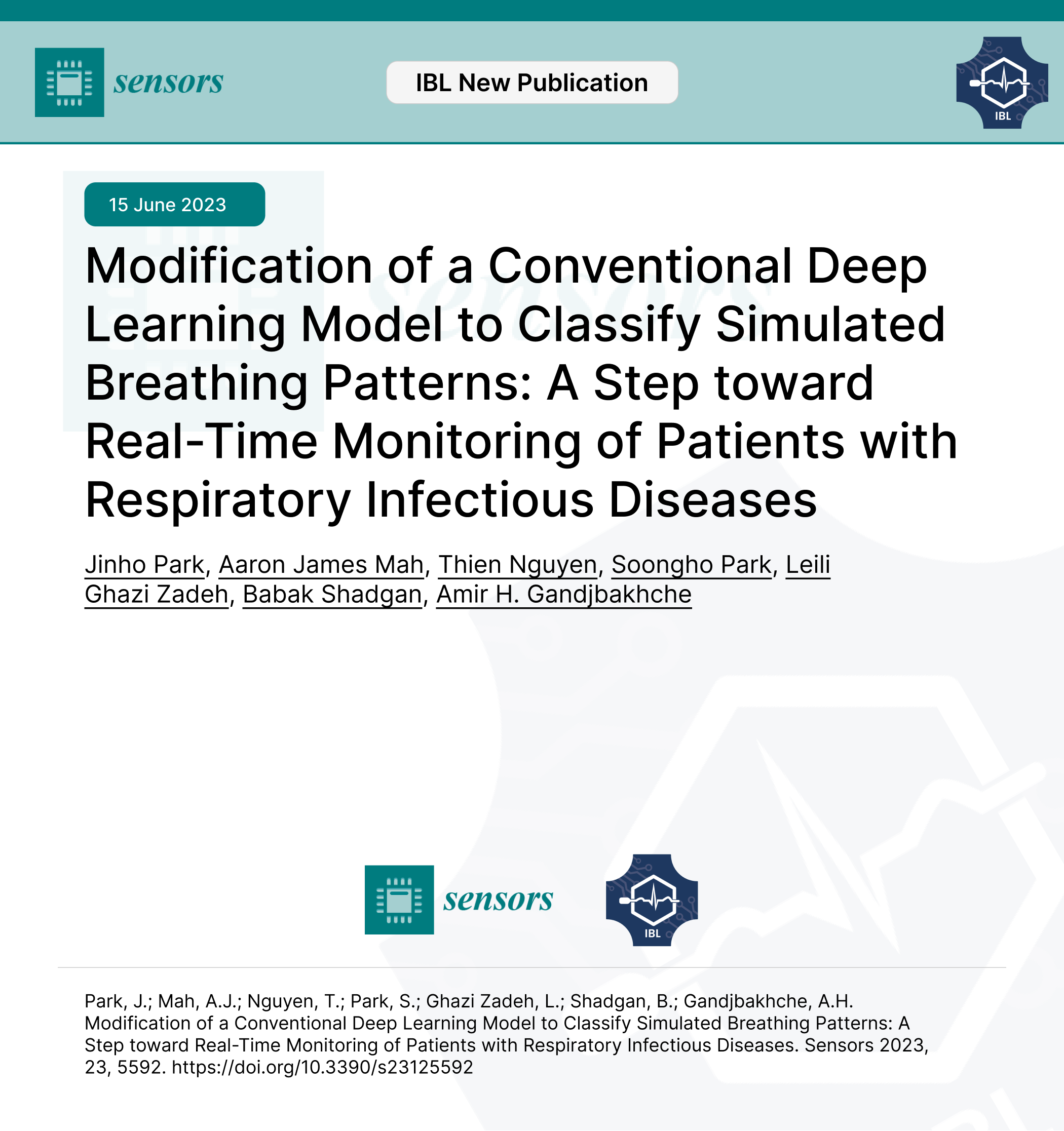 New Publication: Modification of a Conventional Deep Learning Model to Classify Simulated Breathing Patterns: A Step toward Real-Time Monitoring of Patients with Respiratory Infectious Diseases